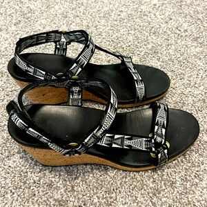 Women’s Teva Black and White Wedge Sandals Size 7.5
